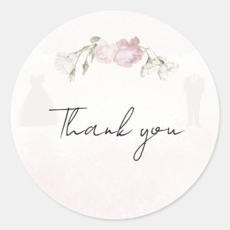 Sticker Rond Soft Pink Roses & Bride and Groom Collection