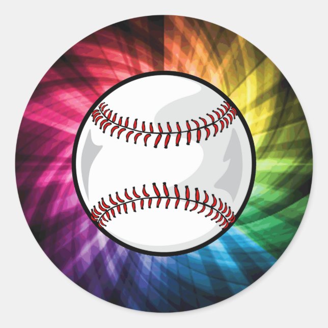 Sticker Rond Softball coloré ; Baseball (Devant)