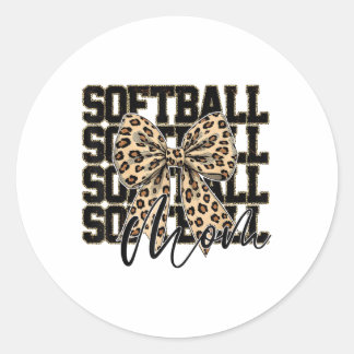 Sticker Rond Softball Coquette Bow Softball Mom Jour Softba