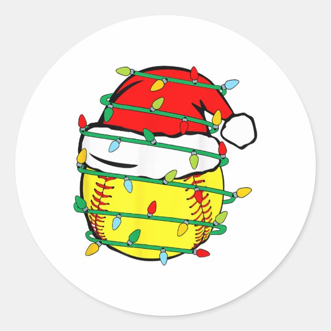 Sticker Rond Softball de Noël (Devant)