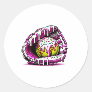 Sticker Rond Softball Drift Crème Ice Sprinkings Softball Glove