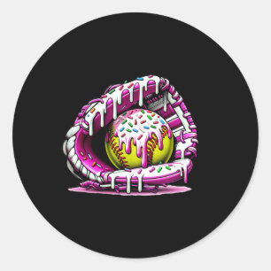 Sticker Rond Softball Drift Ice Cream Sprinkings Softball Glove