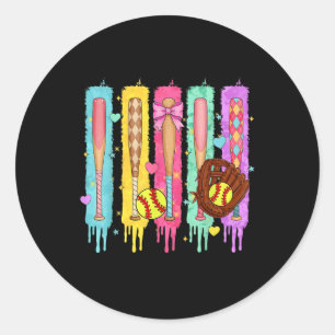 Sticker Rond Softball Player Ice Cream Softball Dridge