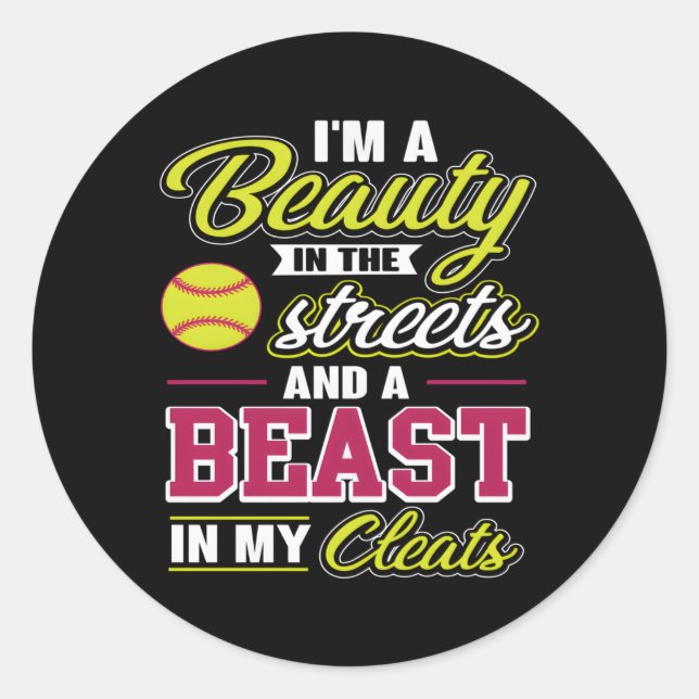 Sticker Rond Softball Pour Les Joueurs De Softball (Devant)