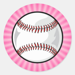 Sticker Rond Softball rose