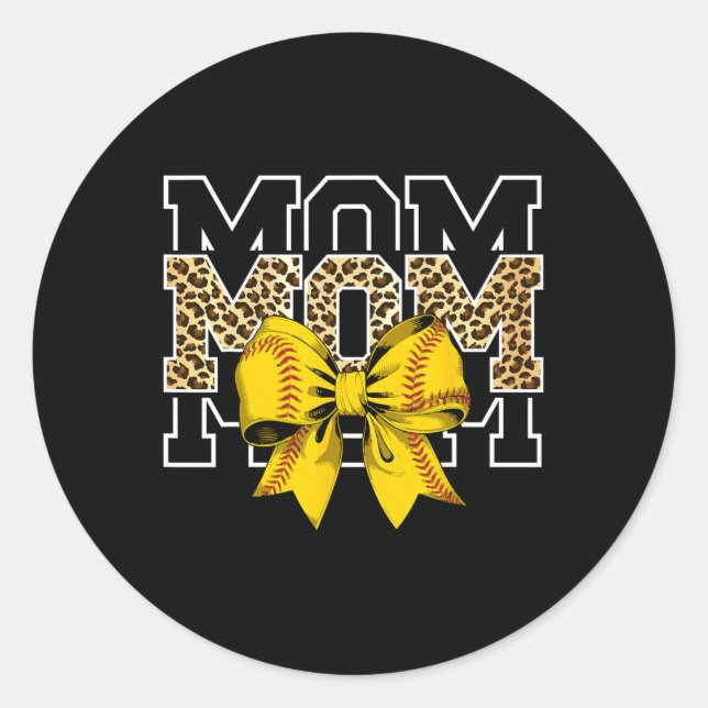 Sticker Rond Softll Bow Women For Softll Leopard Mom Mothers Da (Devant)