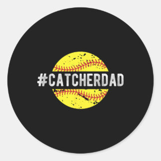 Sticker Rond Softll Catcher Dad Of A Softll Catcher 