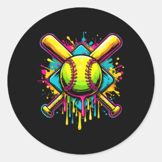 Sticker Rond Softll Girl Ice Cream Softll Drip 