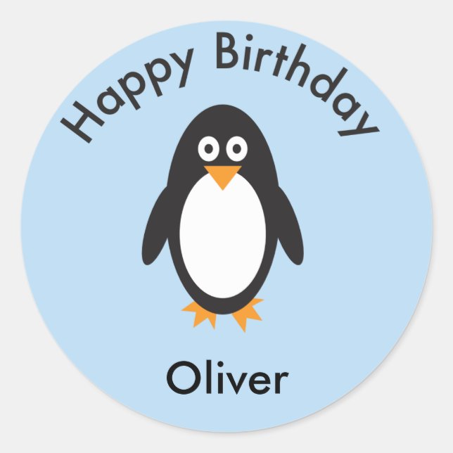 Sticker Rond Soin d'anniversaire de Penguin cadeau de faveur me (Devant)