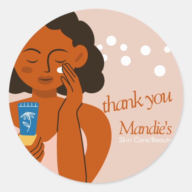 Sticker Rond Soins de la peau Esthétique Salon d'affaires Merci (Devant)