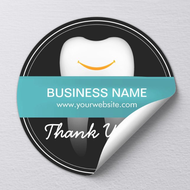 Sticker Rond Soins dentaires Sourire Merci d'affaires des dents (Créateur téléchargé)