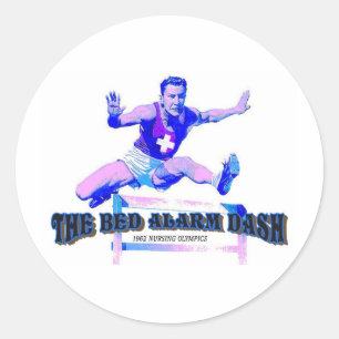 Sticker Rond Soins vintages de tiret d'alarme de lit