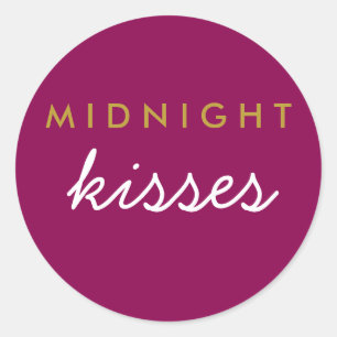 Sticker Rond Soirée Baisers Soirée de Mariage Magenta Gold