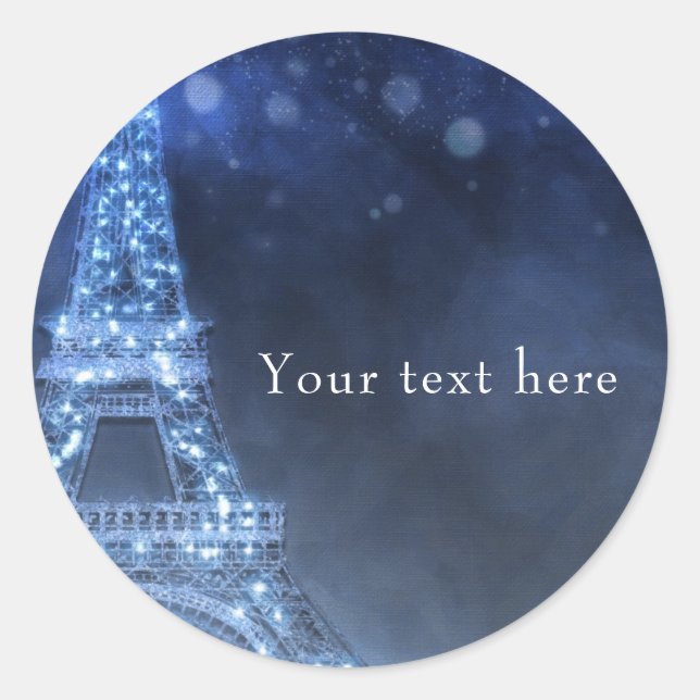 Sticker Rond Soirée Bleue Nuit enchantée à Paris Tour Eiffel (Devant)