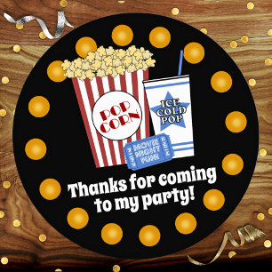 Sticker Rond Soirée cinéma fête d'anniversaire