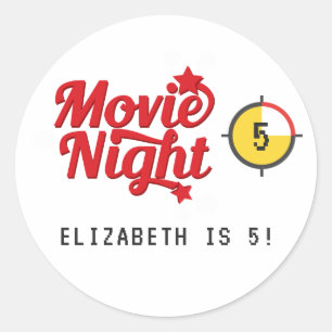 Sticker Rond Soirée cinéma rétro pour anniversaire