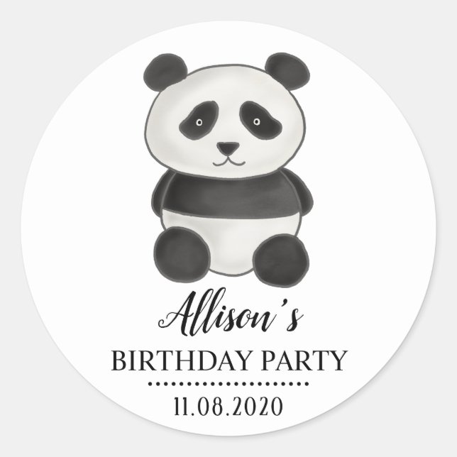 Sticker Rond Soirée d'anniversaire à l'ours de Panda Cute (Devant)