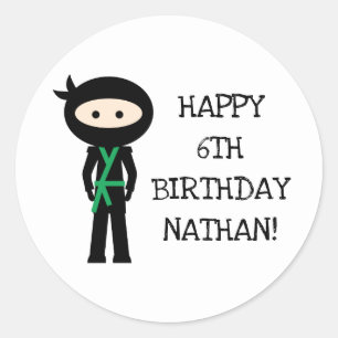 Sticker Rond Soirée d'anniversaire Cute Ninja en faveur autocol