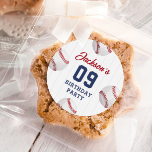 Sticker Rond Soirée d'anniversaire de baseball Boy