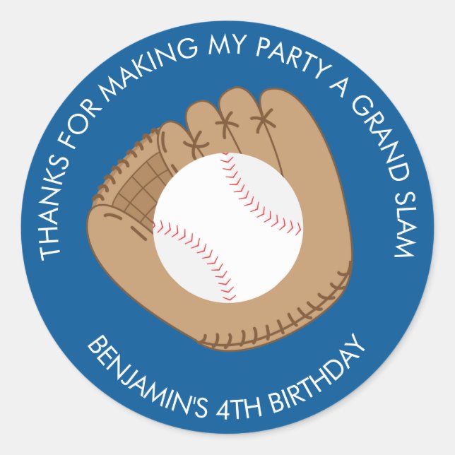 Sticker Rond Soirée d'anniversaire de baseball Glove (Devant)