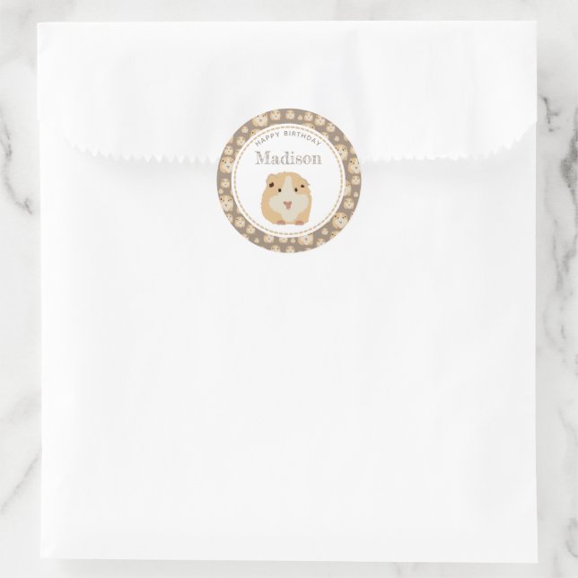 Sticker Rond Soirée d'anniversaire de Motif de hamster mand per (Sac)