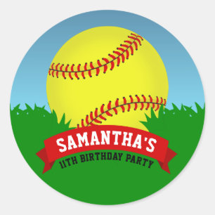 Sticker Rond Soirée d'anniversaire de softball