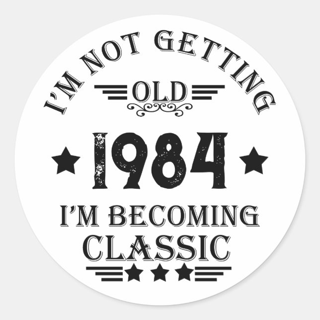 Sticker Rond Soirée de 40 ans vintage personnalisée (Devant)