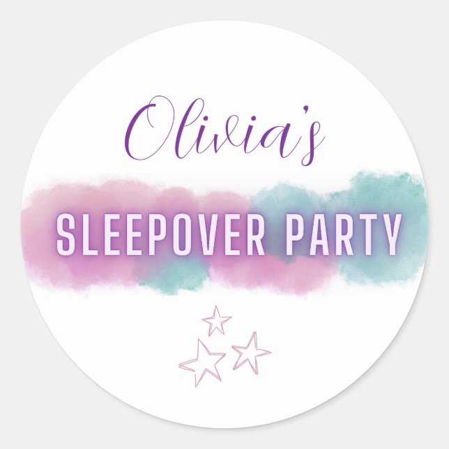 Sticker Rond Soirée de couchage personnalisée (Devant)