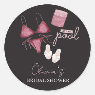 Sticker Rond Soirée de piscine de la mariée chic boho