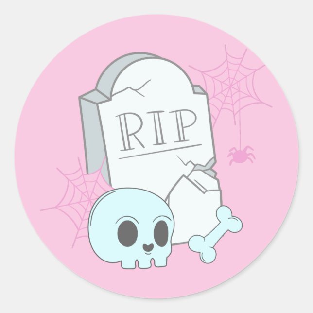 Sticker Rond Soirée d'Halloween Pink (Devant)