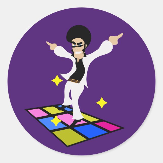 Sticker Rond soirée disco rétro seventies (Devant)