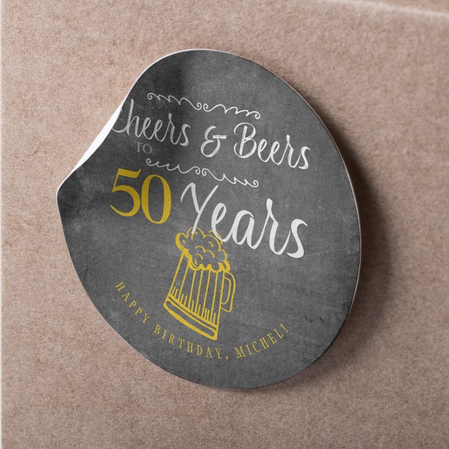 Sticker Rond Soirée et bières à 50 ans typographie anniversaire (Créateur téléchargé)
