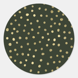 Sticker Rond Soirée Festive Green & Gold Snow Holiday