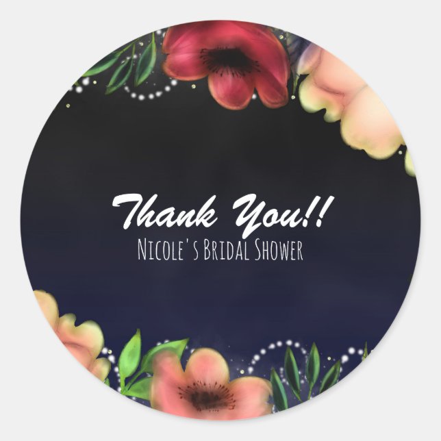 Sticker Rond Soirée moderne Floral Glow Chic Favoriser (Devant)