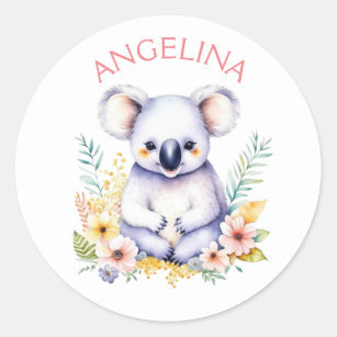 Sticker Rond Soirée personnalisée Koala Oear Baby Nursery Art