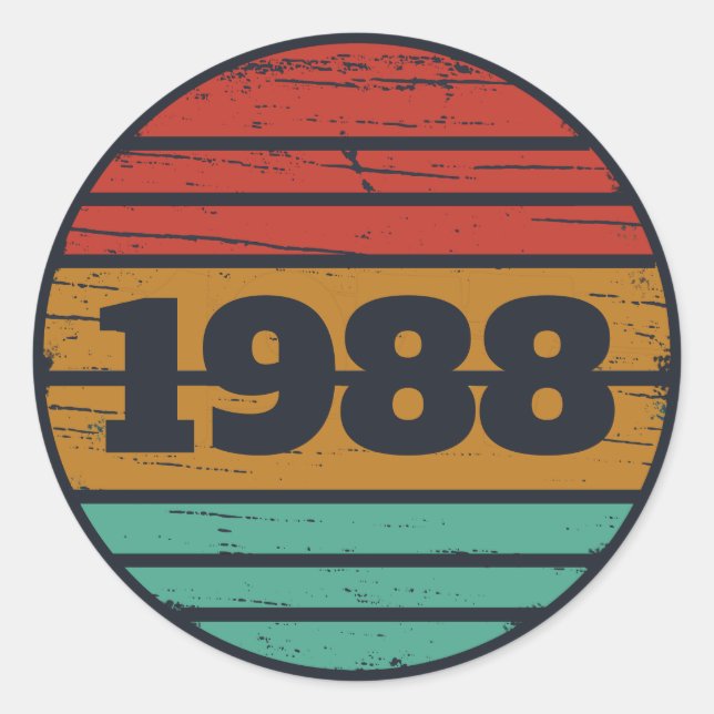 Sticker Rond Soirée personnalisée vintage de 35 ans (Devant)