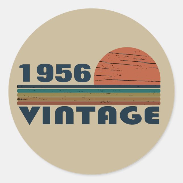 Sticker Rond Soirée personnalisée vintage de 65e anniversaire (Devant)