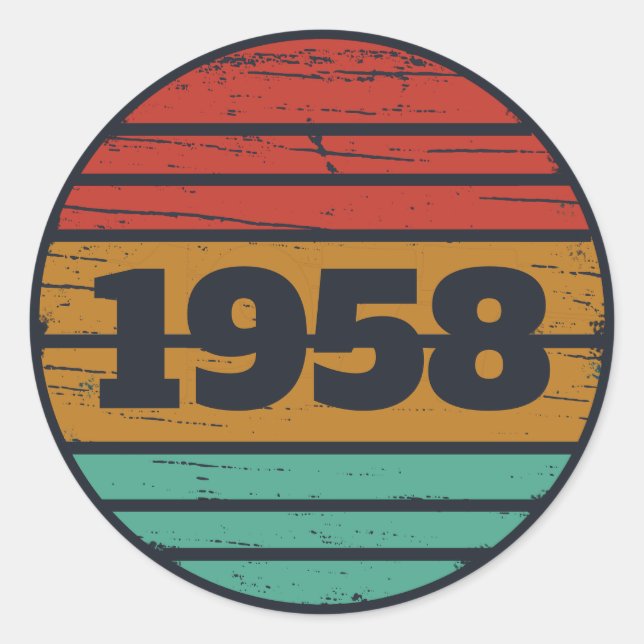 Sticker Rond Soirée personnalisée vintage de 65e anniversaire (Devant)