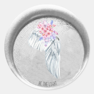 Sticker Rond *~* SOIS LA LUMIÈRE Aile d'ange Bohème Faux Phoque
