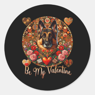 Sticker Rond Sois ma Valentine Fleur de Chien Red Heart Day - A