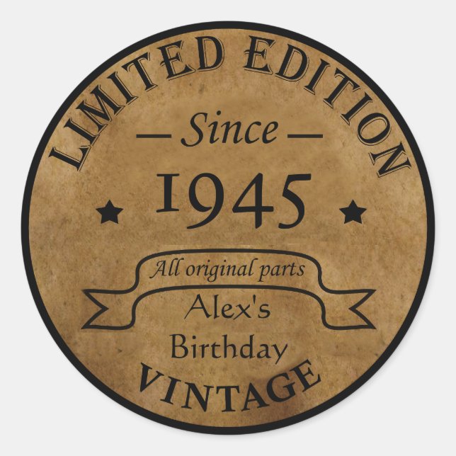 Sticker Rond Soixante-dix vintages fête du 80e anniversaire (Devant)