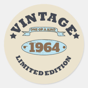 Sticker Rond Soixante vintage 60e anniversaire personnalisée