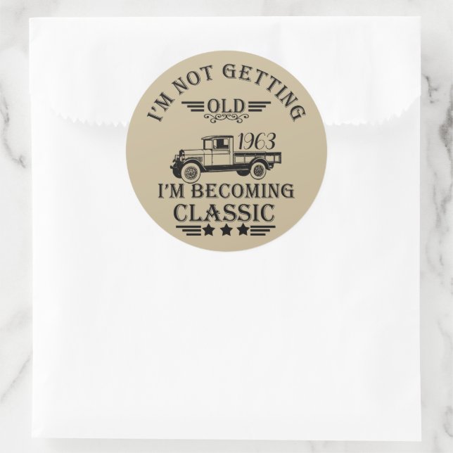 Sticker Rond Soixante vintage 60e anniversaire personnalisée (Sac)