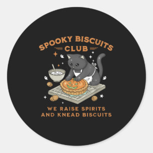 Sticker Rond Soky Biscuits Club Chat noir Citrouille Halloween 