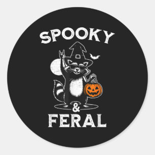 Sticker Rond Soky Et Feral Halloween Raccoon Drôle