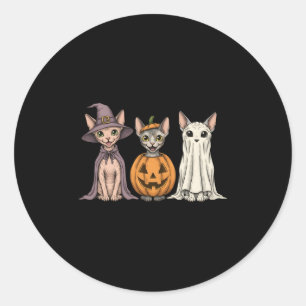 Sticker Rond Soky Ghost Sphynx Amoureux des chats Citrouille Ha