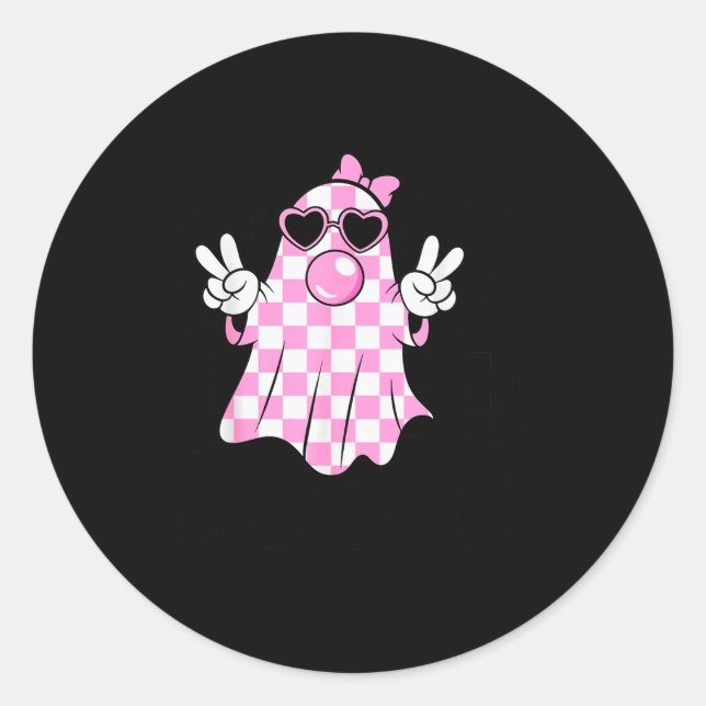 Sticker Rond Soky Season Ghost Halloween Retro Groovy Women Gir (Devant)