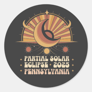 Sticker Rond Solaire partiel Eclipse Pennsylvanie 2025