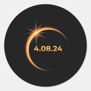 Sticker Rond Solar Eclipse 2024 Amérique Totalité 04 08 24 Spri