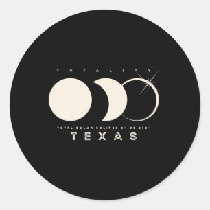 Sticker Rond Solar Eclipse 2024 Texas Total Eclipse Astronomie